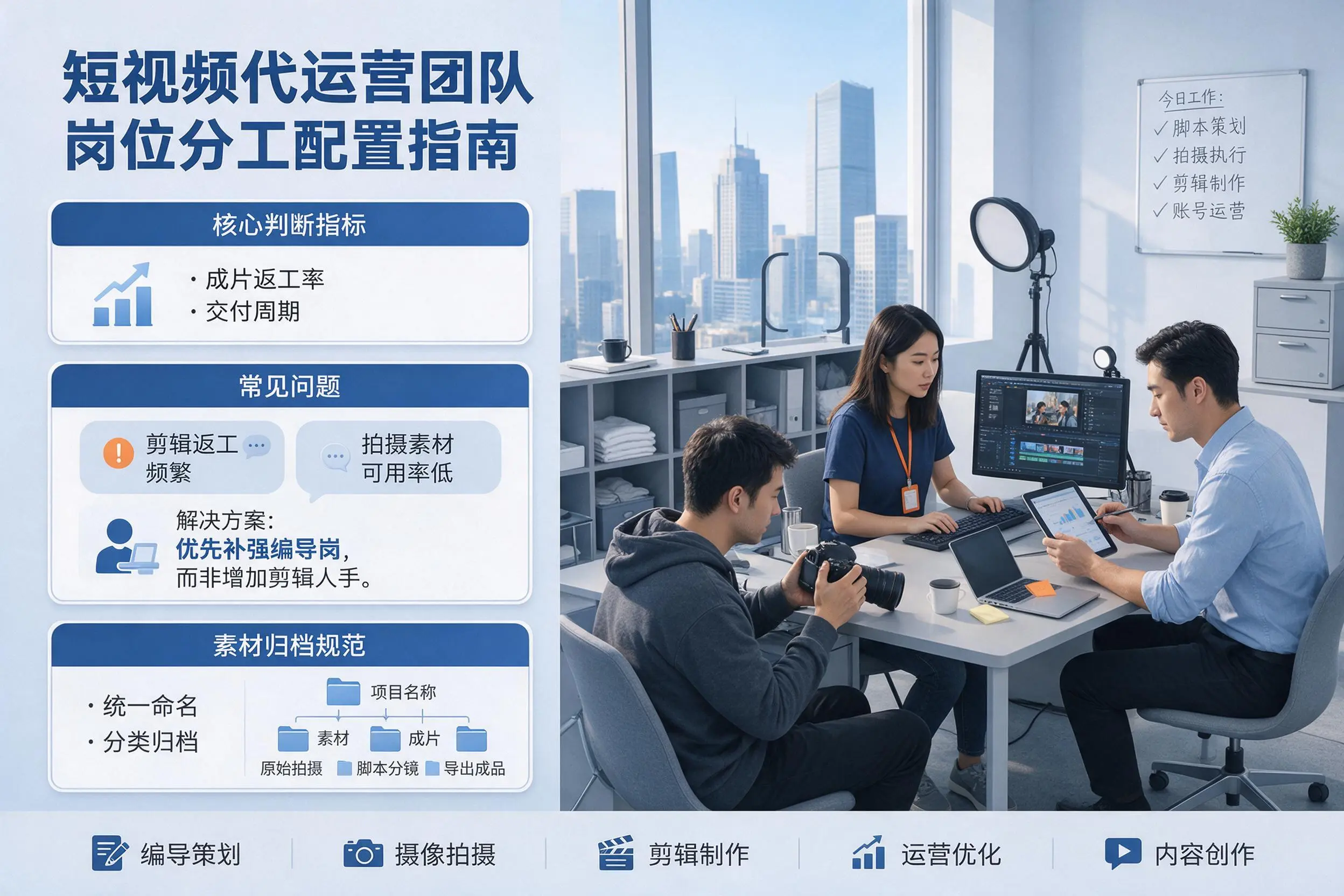 短视频代运营团队如何配置?昆玉企业岗位分工科普说明