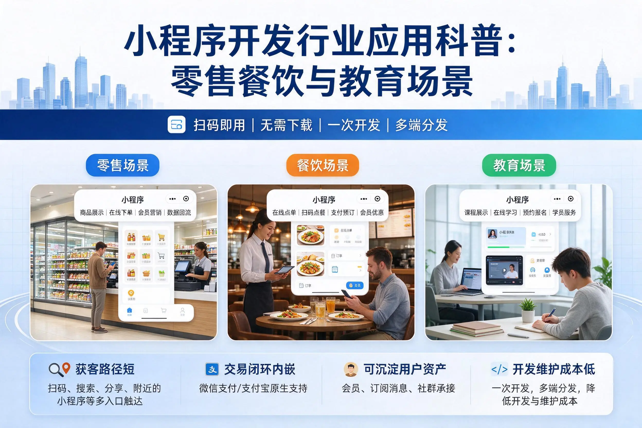 昆玉小程序开发行业应用科普：零售餐饮与教育场景