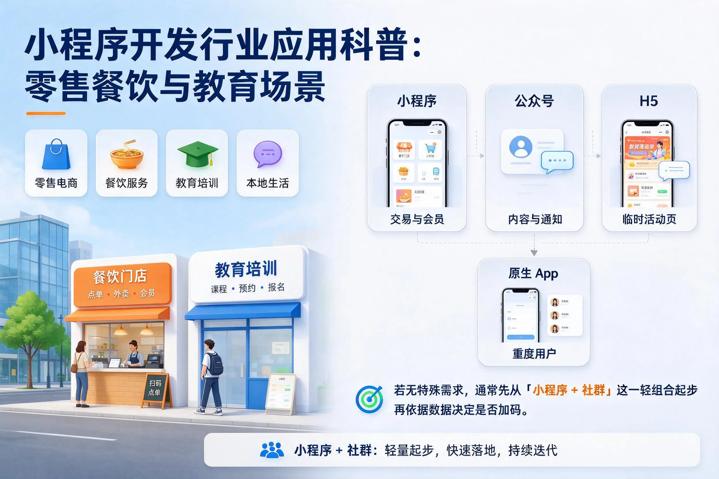 昆玉小程序开发行业应用科普：零售餐饮与教育场景