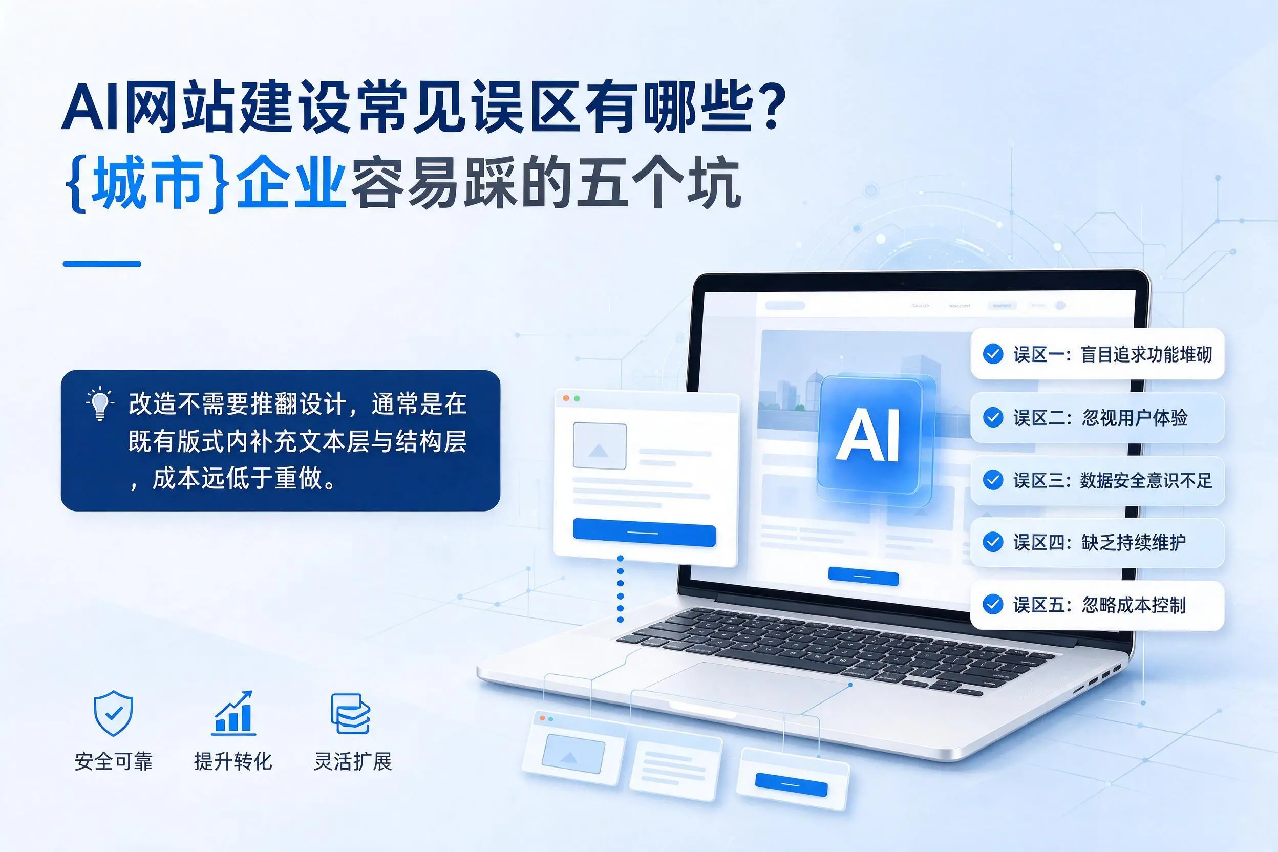 AI网站建设常见误区有哪些？昆玉企业容易踩的五个坑