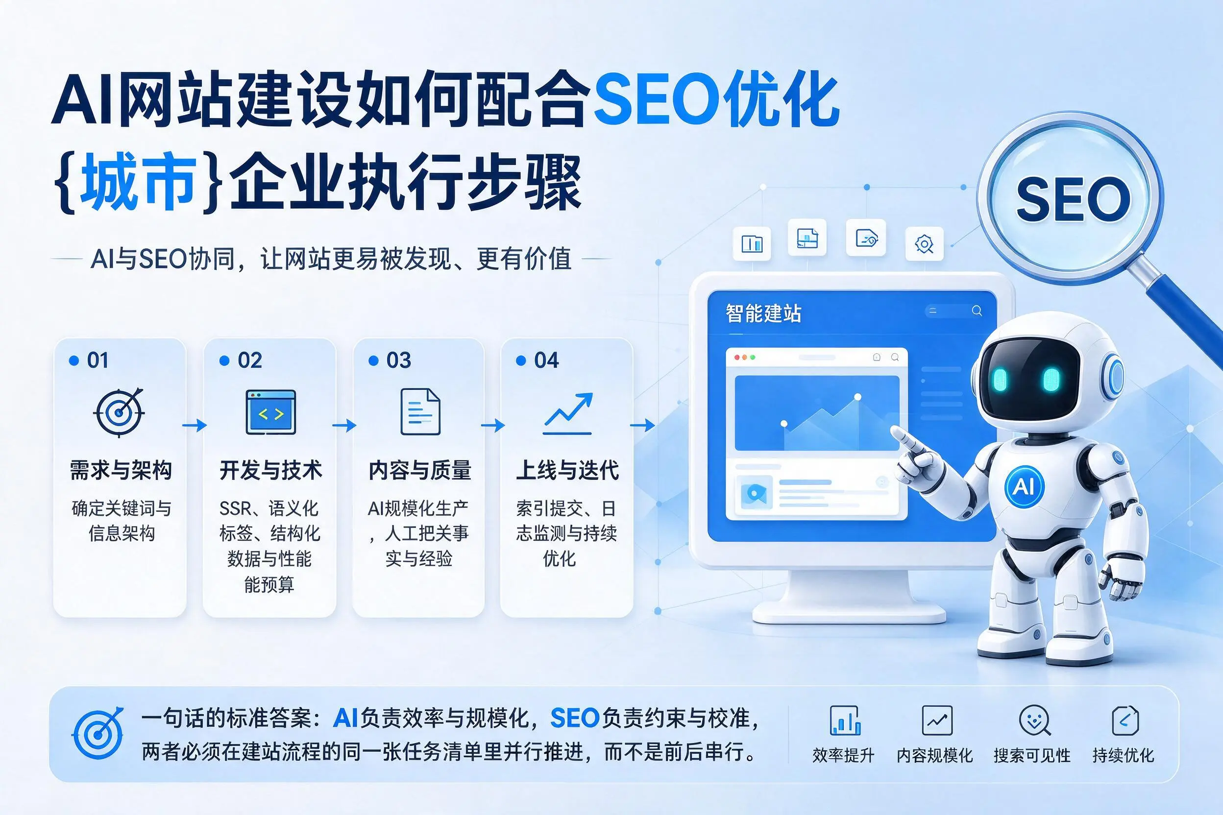 AI网站建设如何配合SEO优化，昆玉企业执行步骤