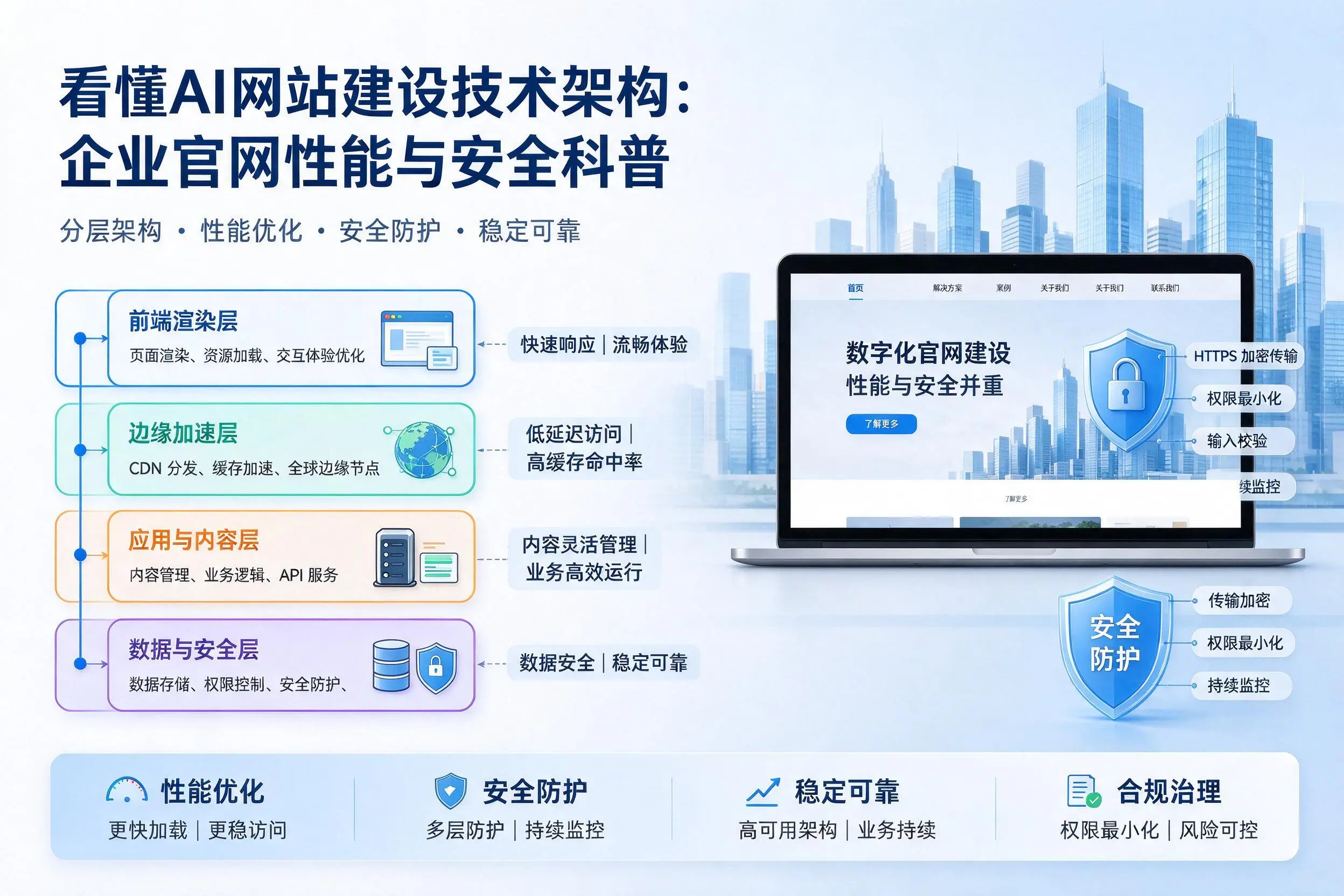 看懂AI网站建设技术架构:昆玉企业官网性能与安全科普