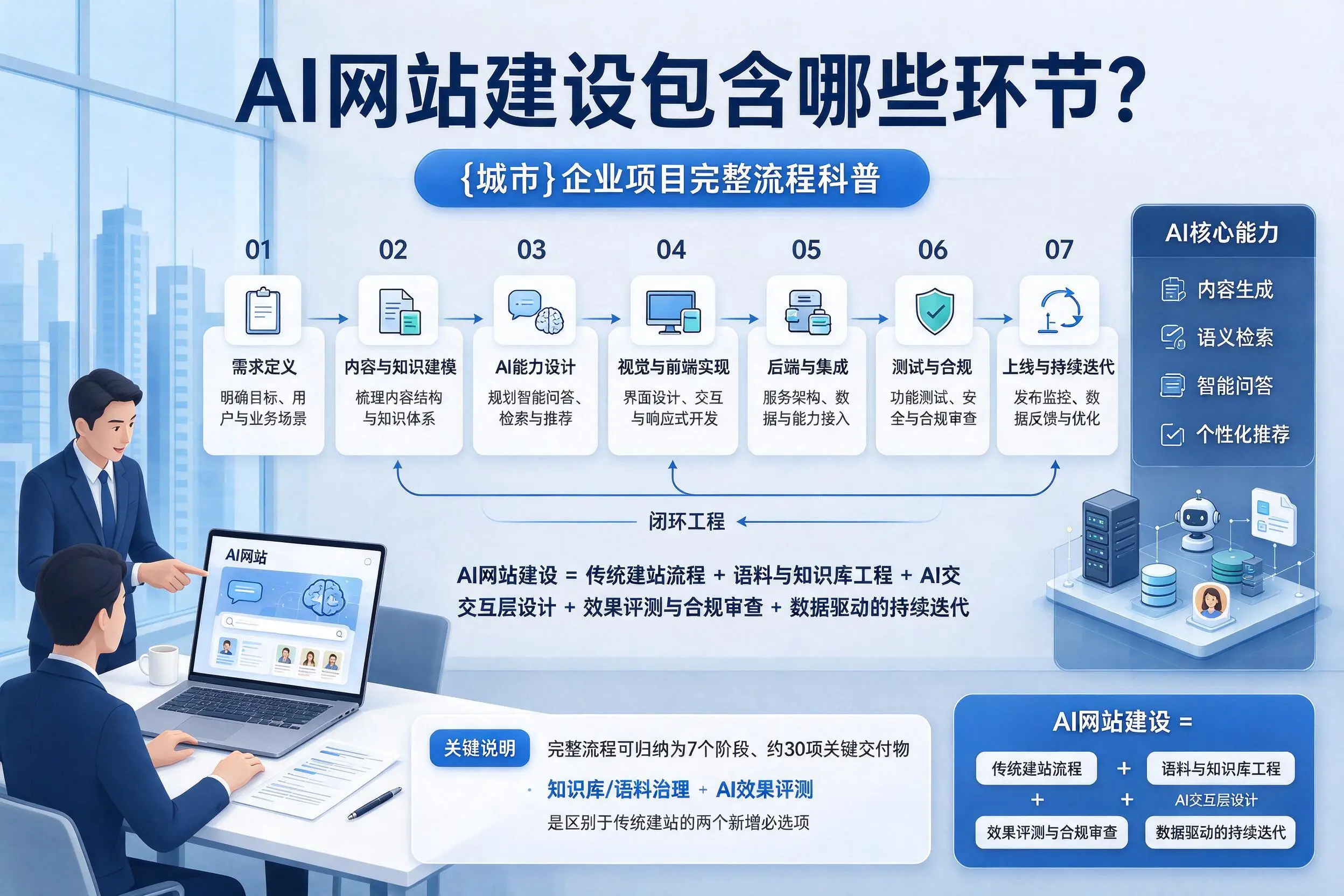 AI网站建设包含哪些环节?昆玉企业项目完整流程科普