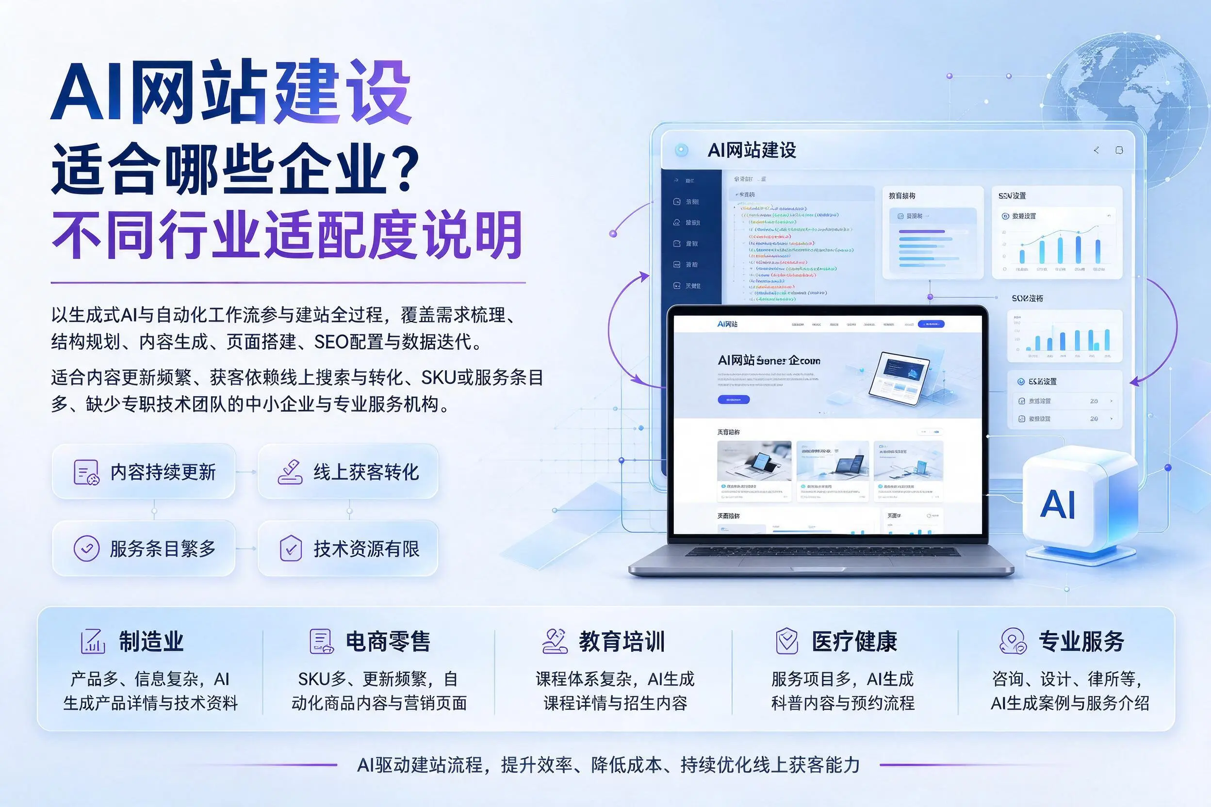 AI网站建设适合哪些企业？昆玉不同行业适配度说明